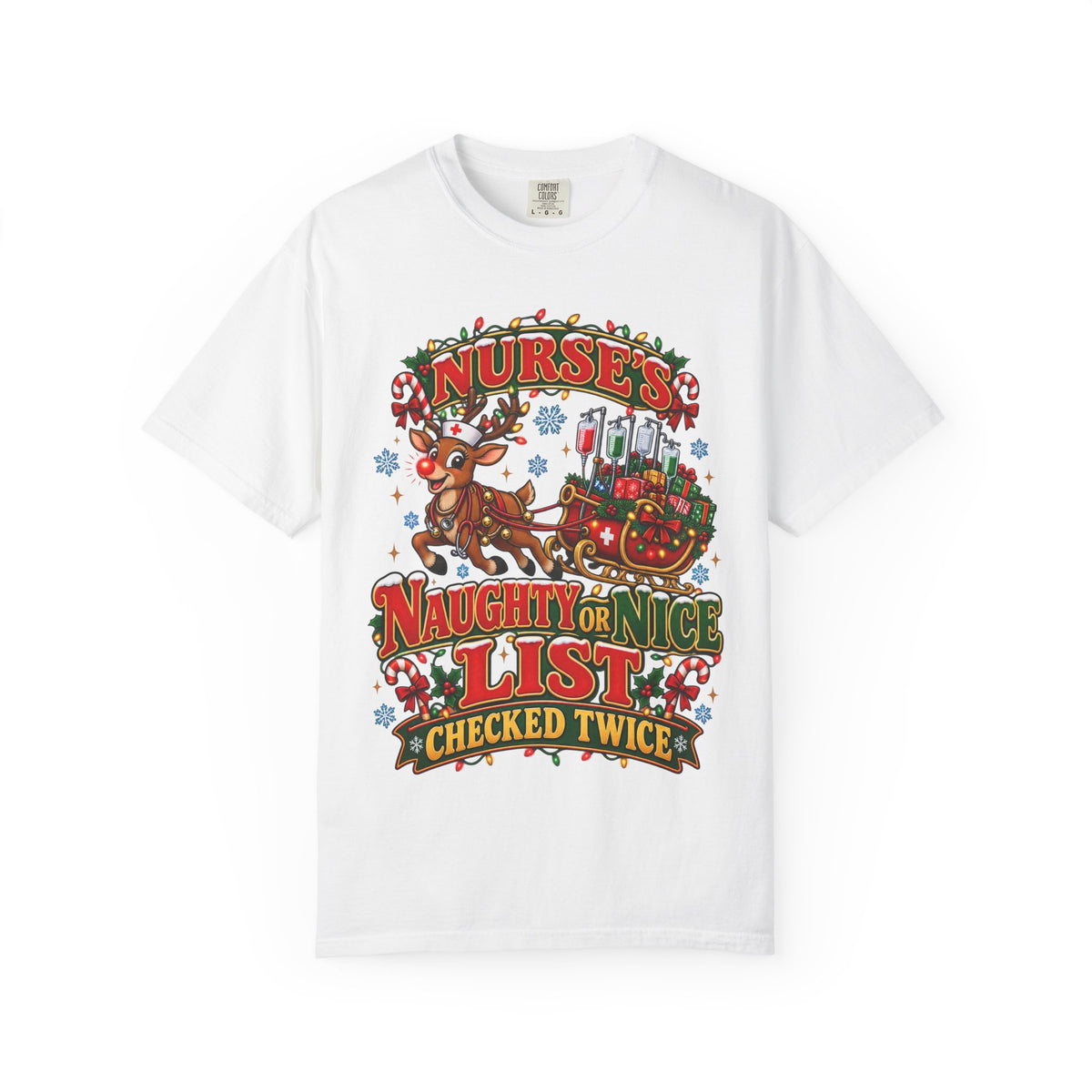 Naughty or Nice List Checked Twice Christmas Nurse Comfort Colors T-Shirt