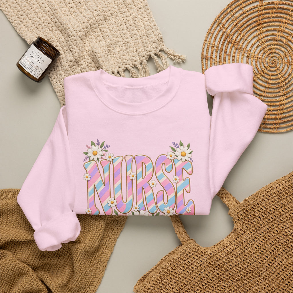 Pastel Stripe NURSE Crewneck Sweatshirt