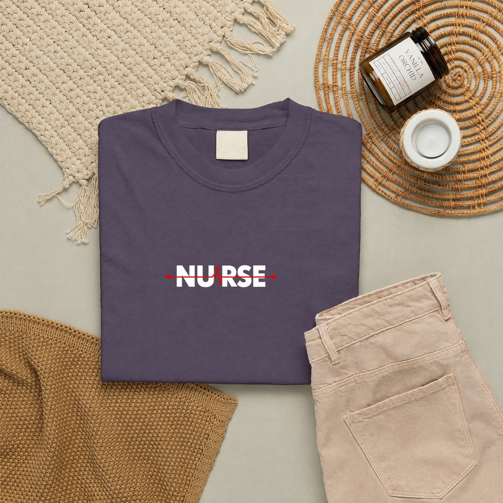 Nurse Heartbeat EKG Line Comfort Colors T-Shirt folded