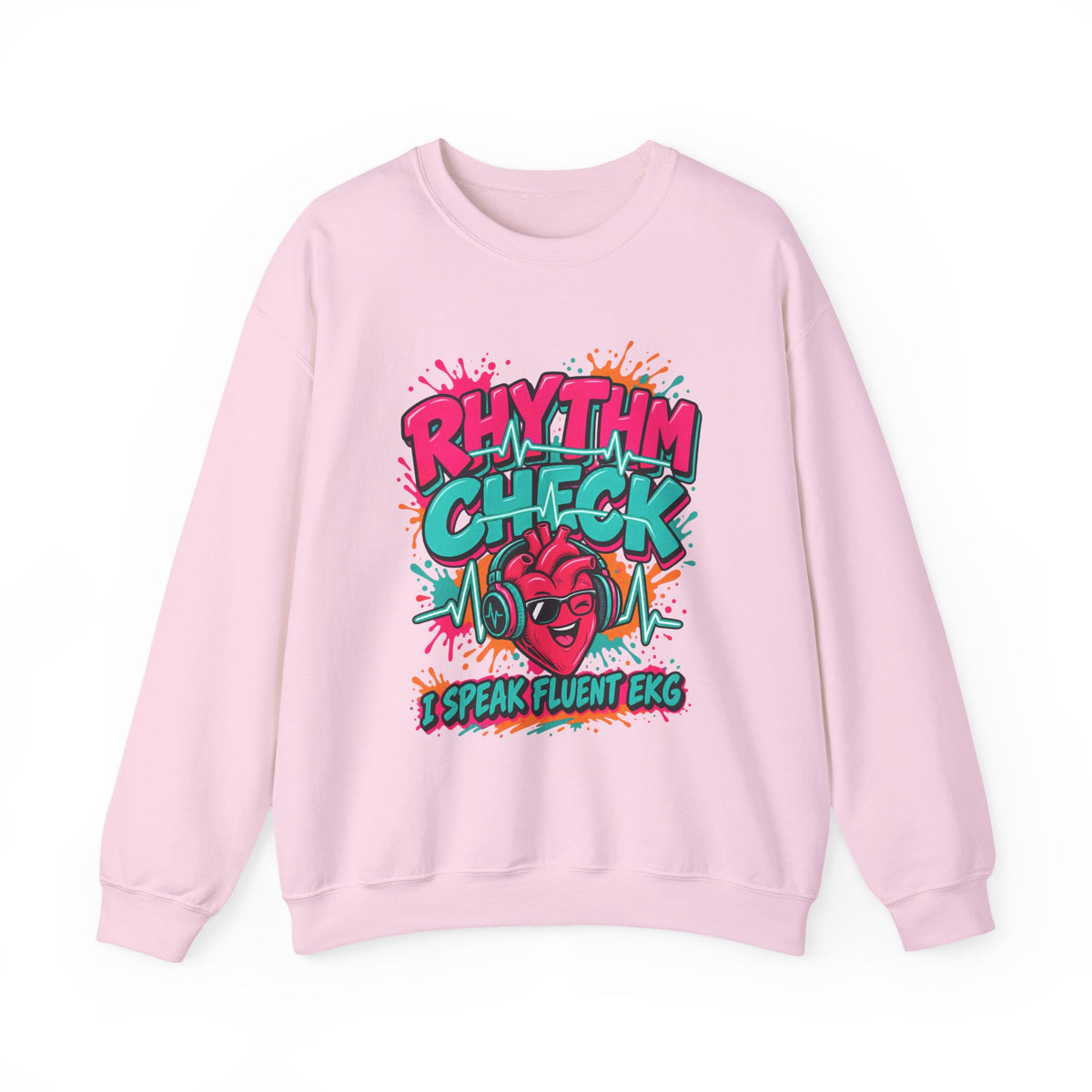 Rhythm Check I Speak Fluent EKG Tele Nurse Crewneck Sweatshirt
