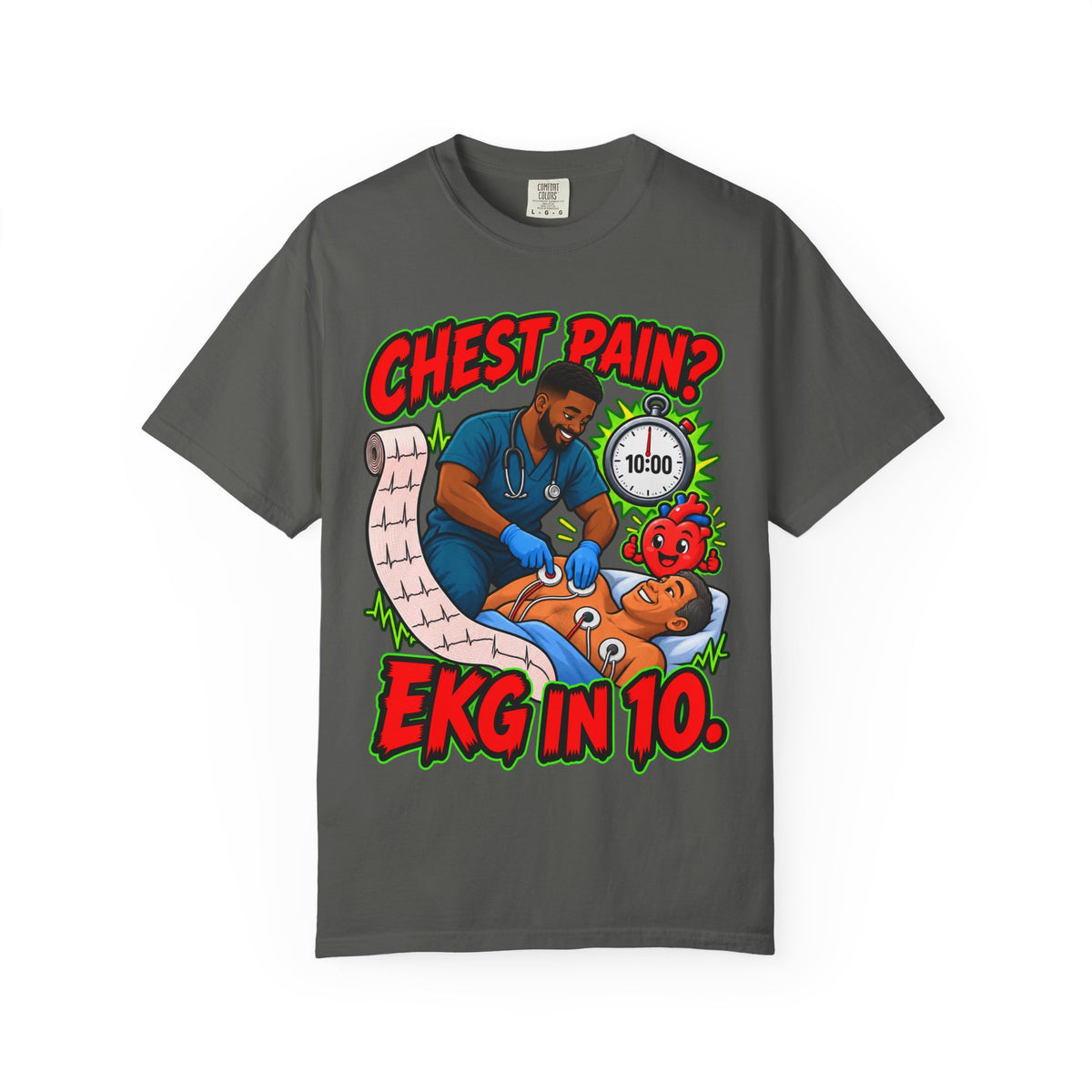 Chest Pain EKG in 10 ER Male Nurse Tee