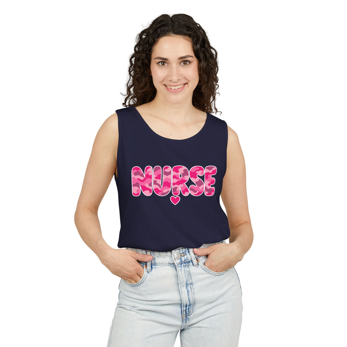 Nurse Pink Camo Comfort Colors Tank Top