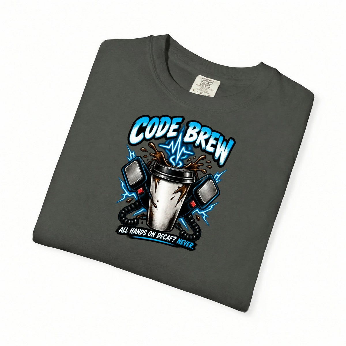 Code Brew Coffee Nurse Funny Code Blue Caffeine Comfort Colors T-Shirt folded