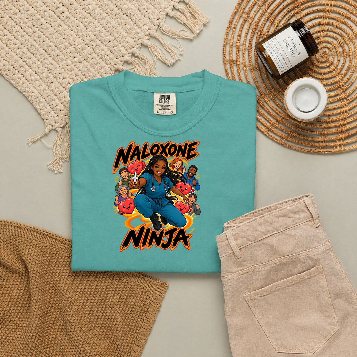 Naloxone Ninja ER Nurse Tee (Box Braids)