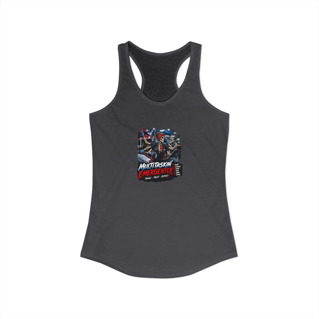Multitaskin' Emergently Skeleton ER Nurse Women's Racerback Tank Top