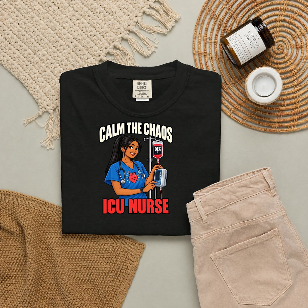 Calm the Chaos Dex ICU Nurse Comfort Colors T-Shirt