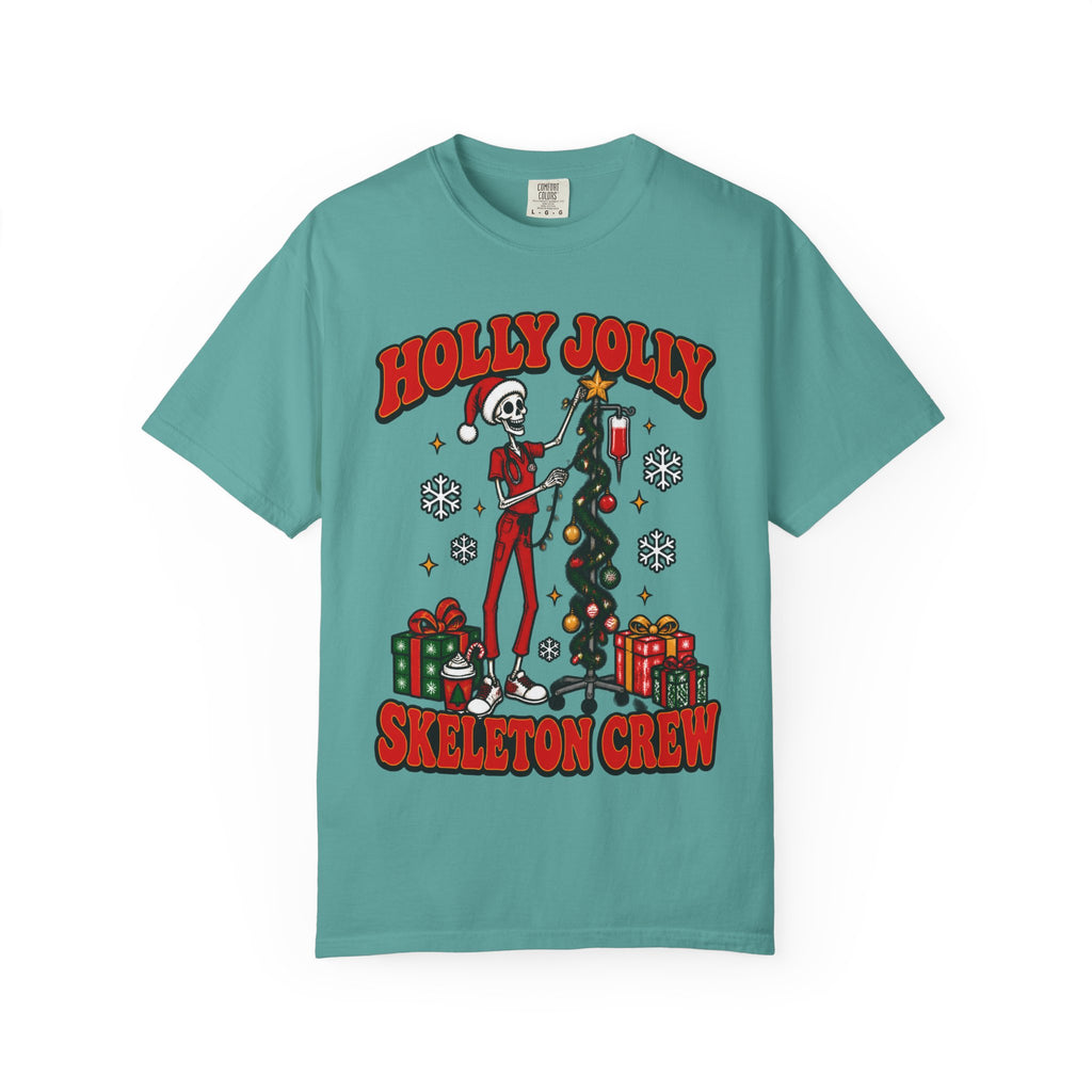 Holly Jolly Skeleton Crew Christmas Nurse Comfort Colors T-Shirt