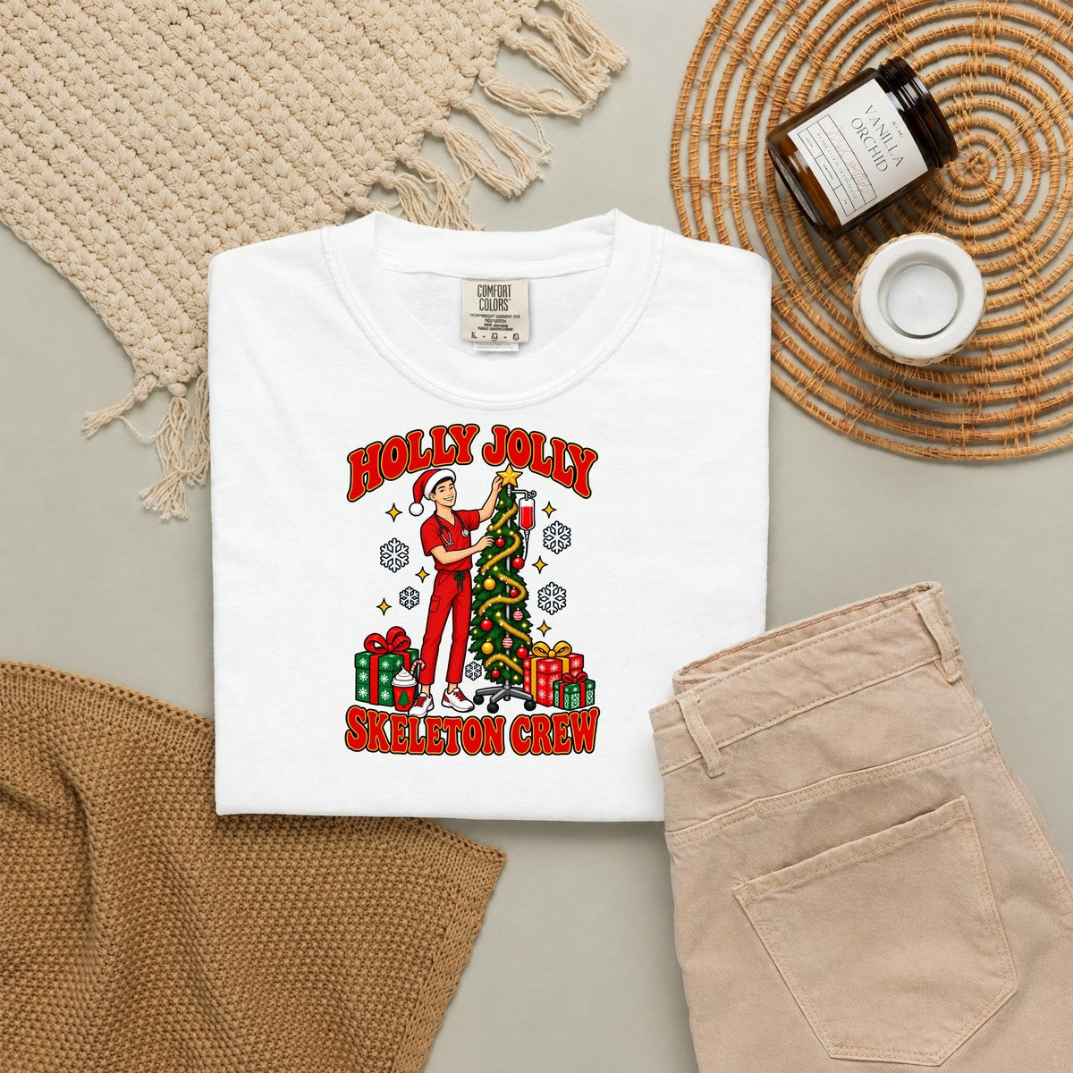 Holly Jolly Crew Christmas Male Nurse Tee