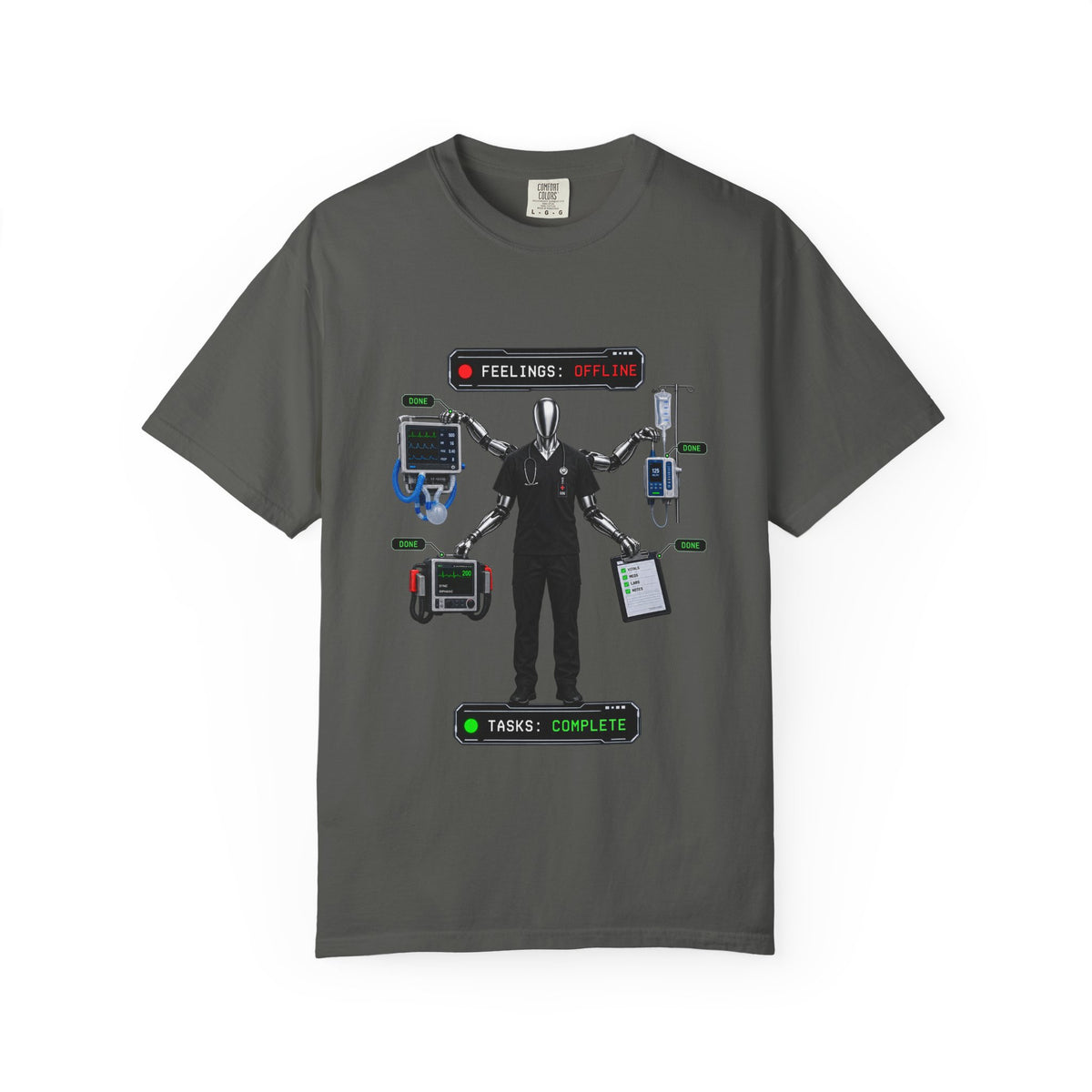 Feelings Offline Tasks Complete Robot Nurse Comfort Colors T-Shirt