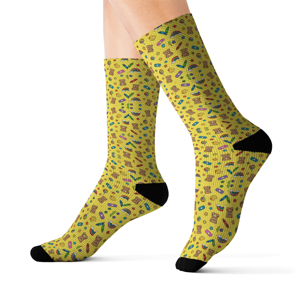Peds Nurse Rainbow Teddy Bear Socks
