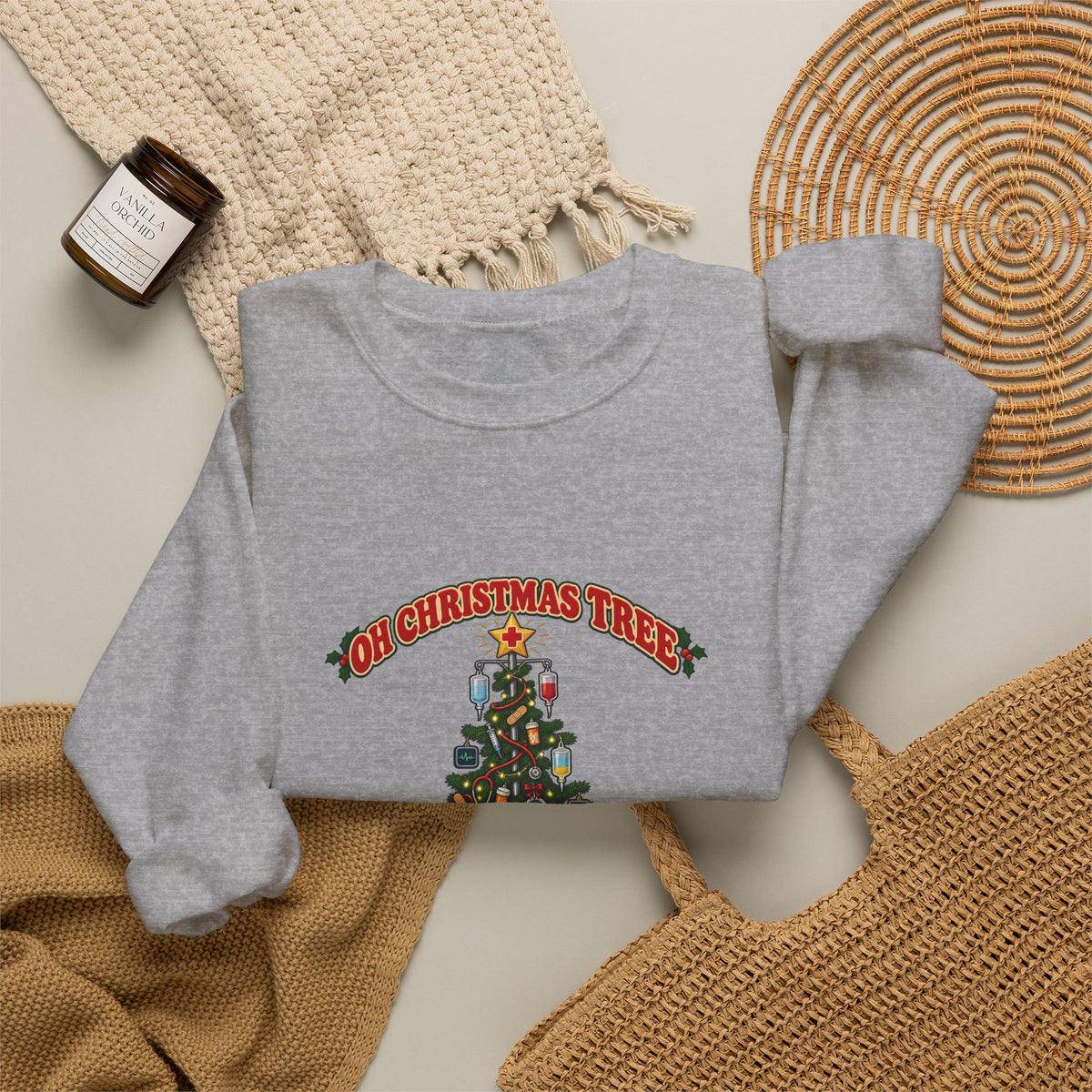 Oh Christmas Tree How Lovely Are Your Bedpans Nurse Crewneck Sweatshirt