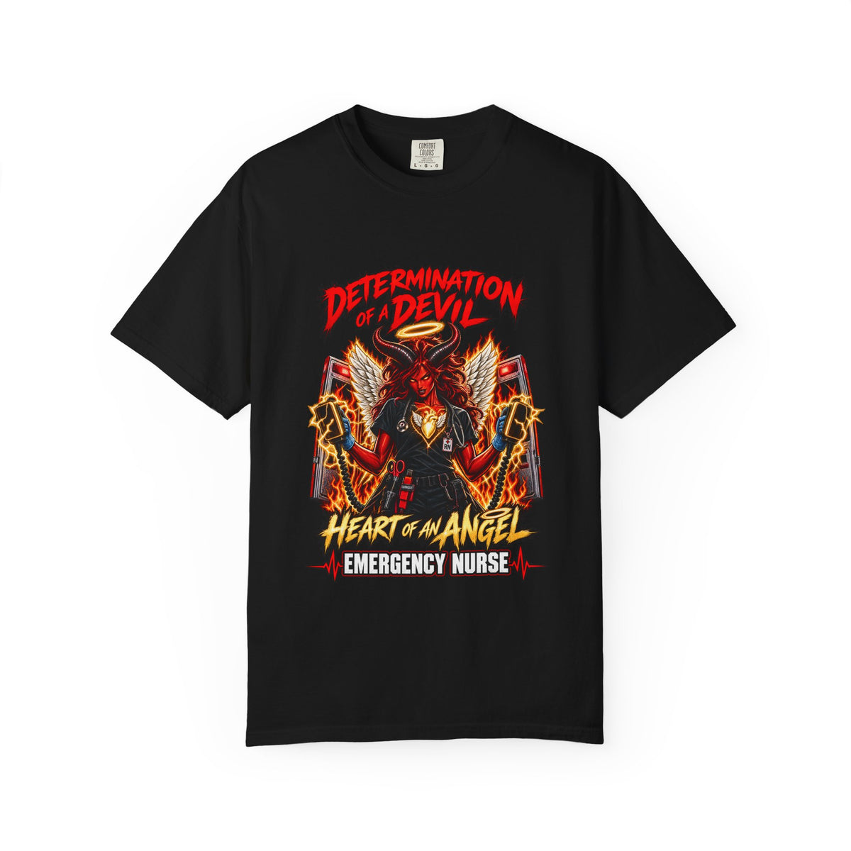 Determination of a Devil Heart of an Angel Emergency Nurse Comfort Colors T-Shirt