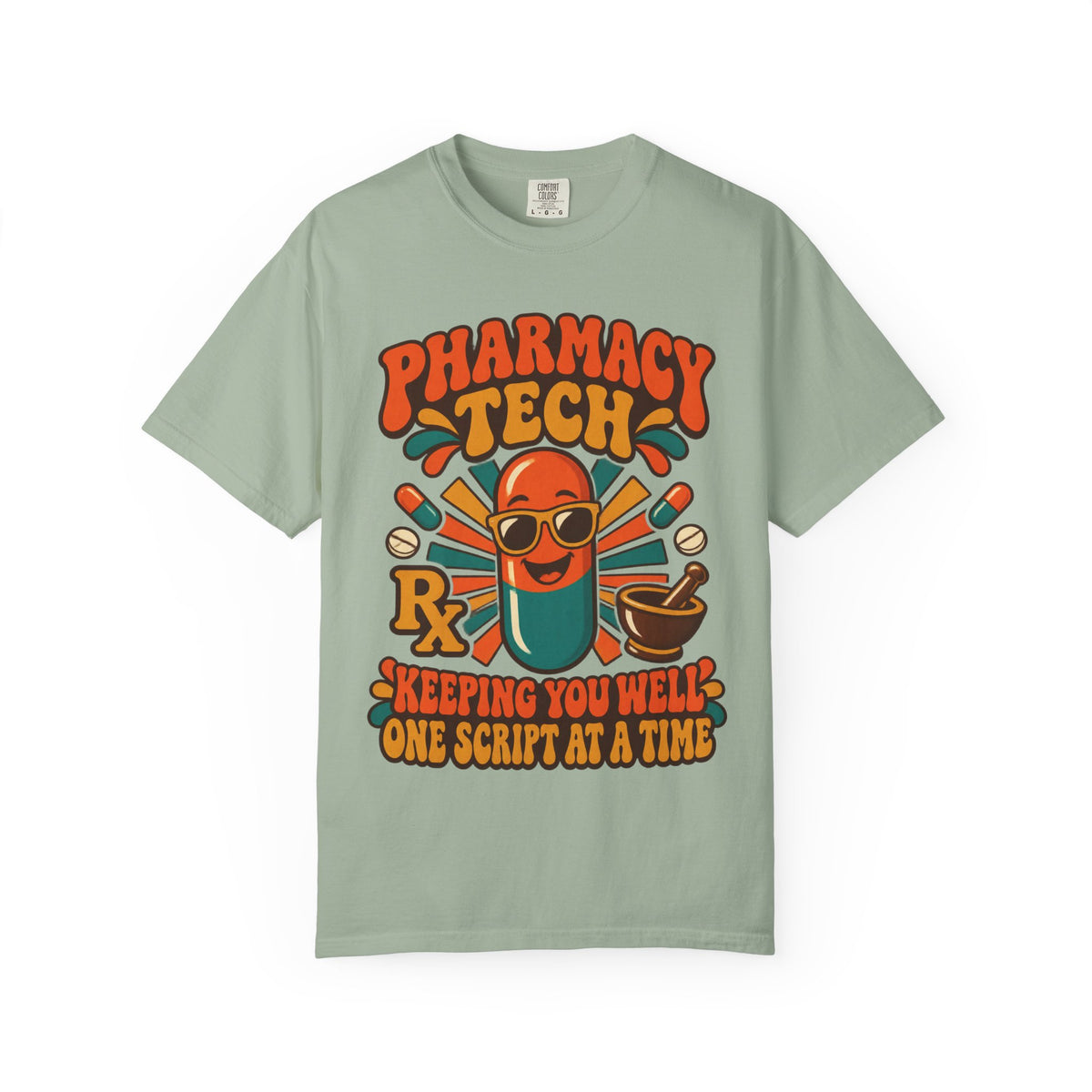 Pharmacy Tech Keeping You Well One Script at a Time Retro Comfort Colors T-Shirt