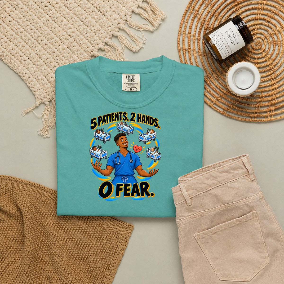 5 Patients 2 Hands 0 Fear Male Med Surg Nurse Tee