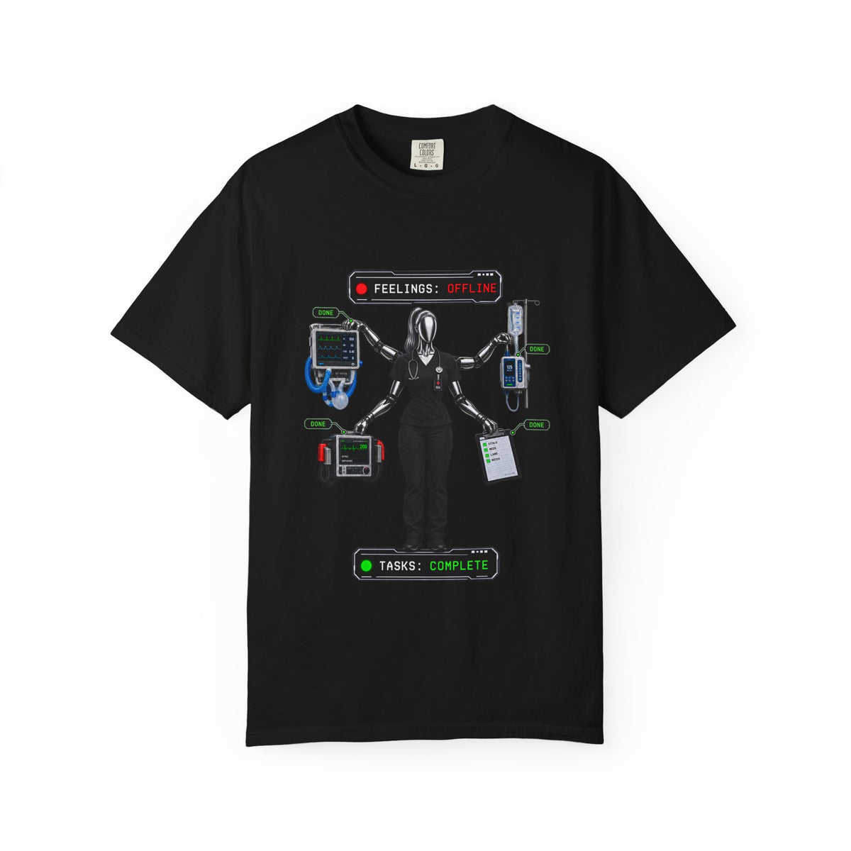 Feelings Offline Tasks Complete Robot Nurse Comfort Colors T-Shirt