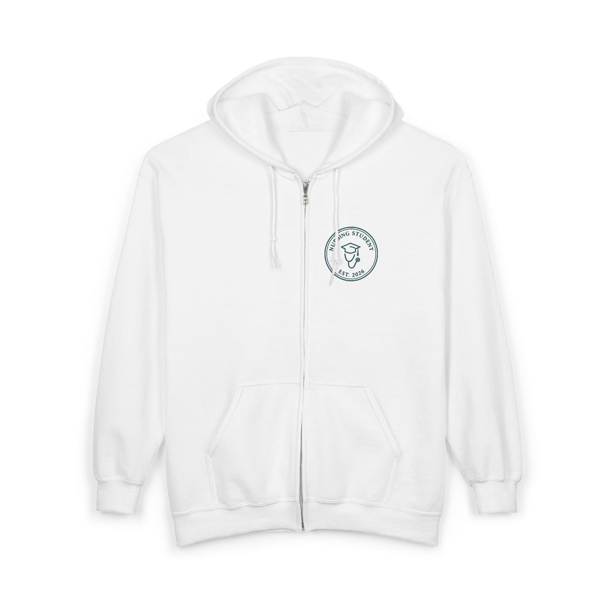 Nursing Student Minimal Vintage Badge Est. 2026 Full-Zip Hoodie