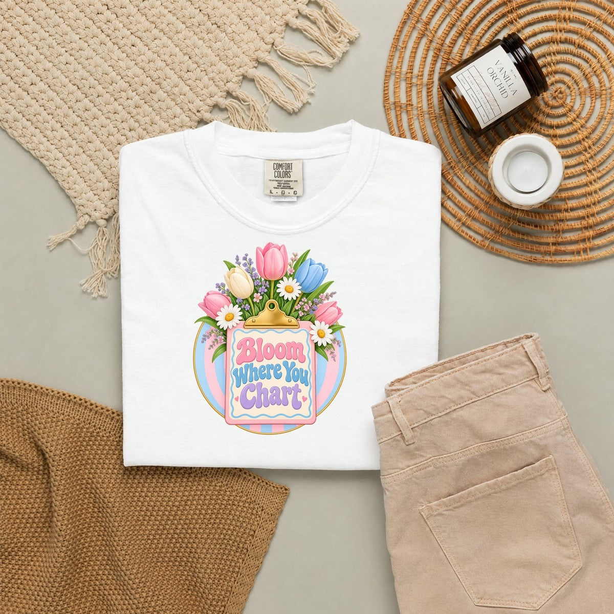 Bloom Where You Chart Nurse Tee