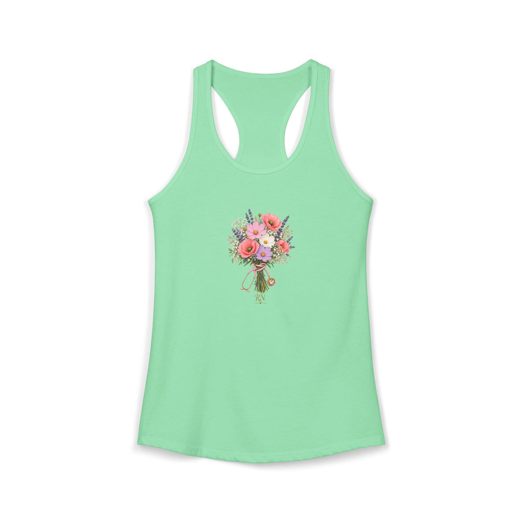 Wildflower Stethoscope RN Women's Racerback Tank Top