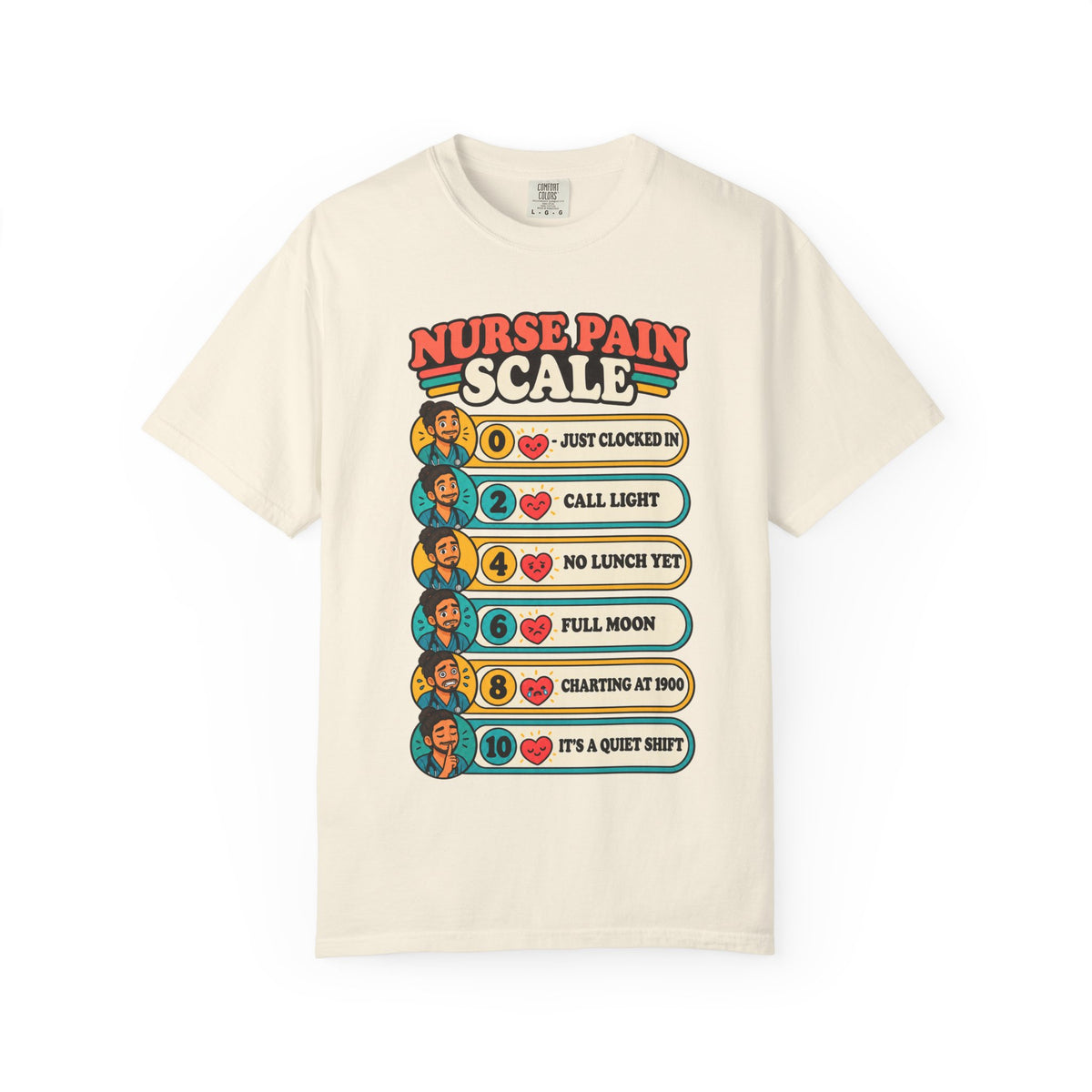 Nurse Pain Scale Funny Male Nurse Comfort Colors T-Shirt