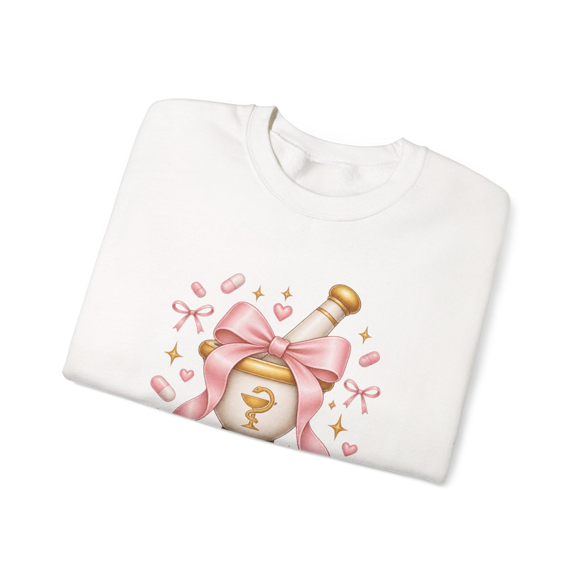 Coquette Pink Bow Mortar and Pestle Pharmacist PharmD Crewneck Sweatshirt