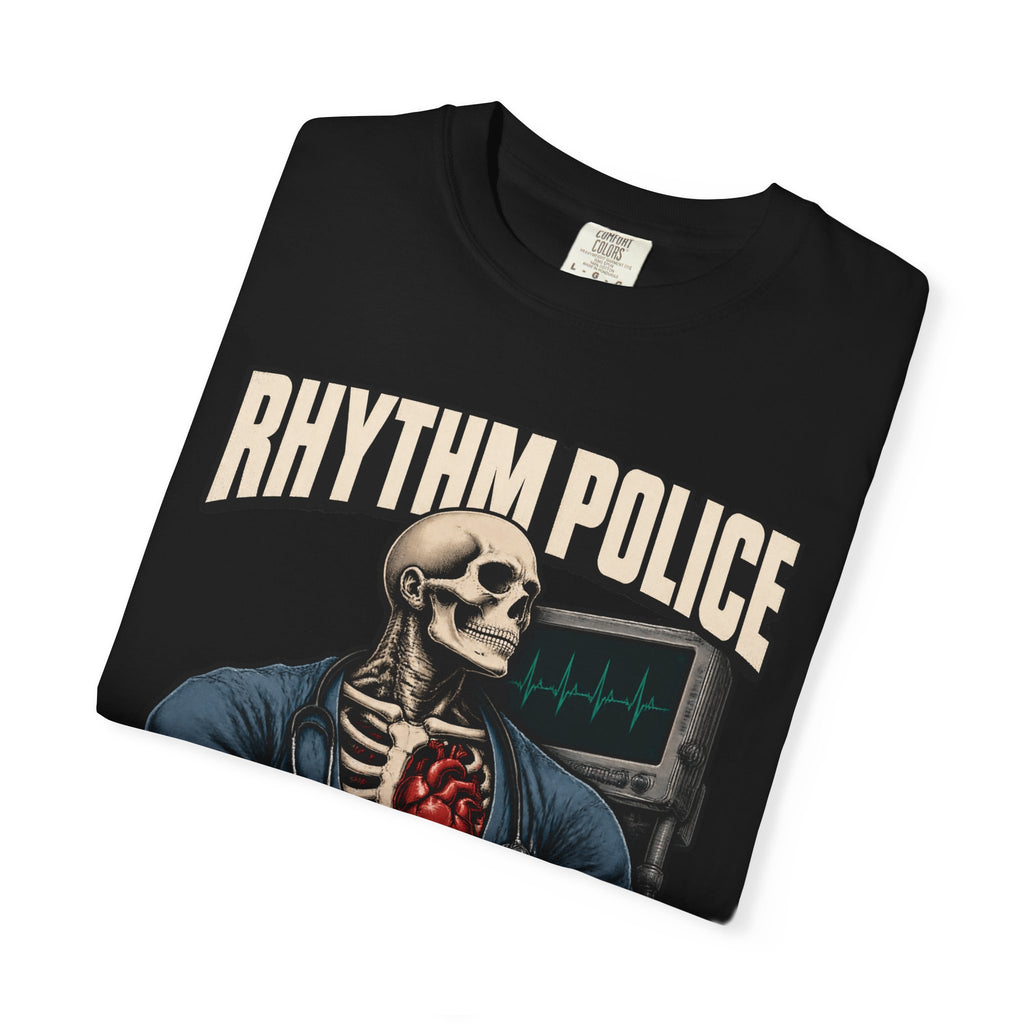 Rhythm Police Skeleton Tele Nurse Comfort Colors T-Shirt