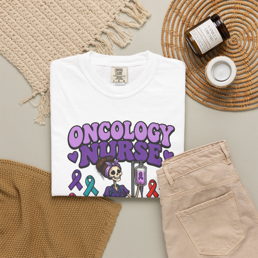 Oncology Nurse Hope in Every Bag Skinny Skeleton Comfort Colors T-Shirt