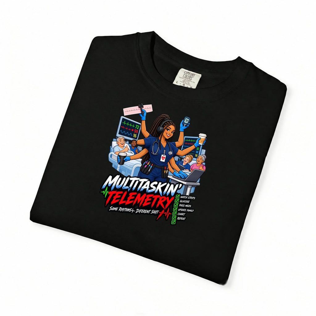 Multitaskin' Telemetry Same Rhythms Different Shift Tele Nurse Tee