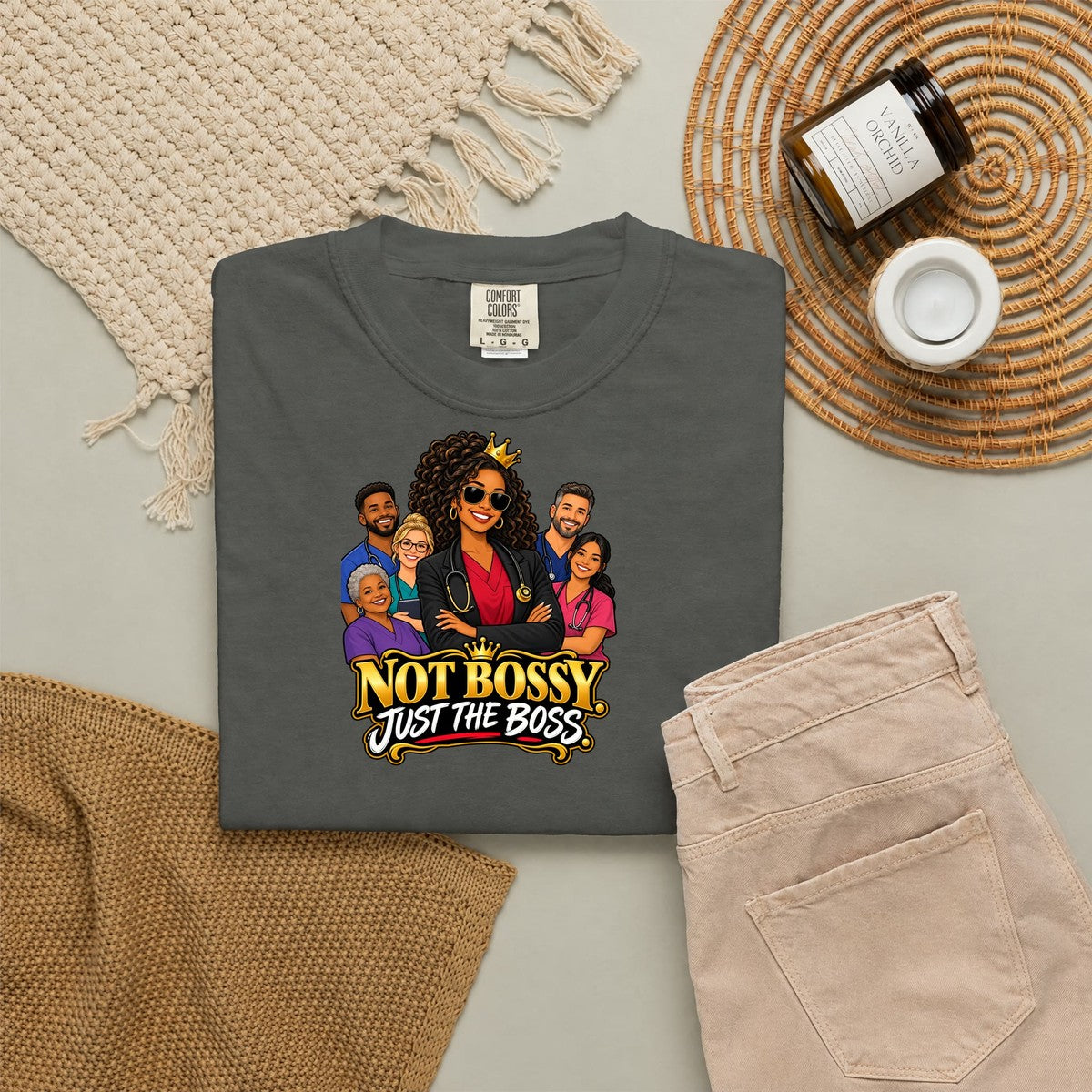Not Bossy Just the Boss Nurse Manager Tee (Long Curls)
