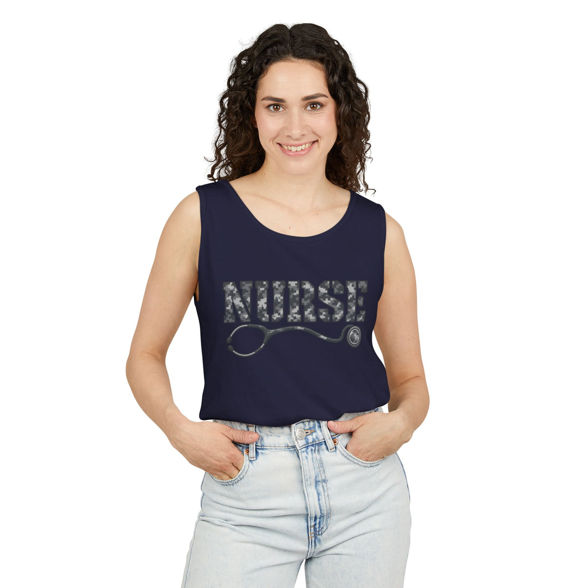 Nurse Digital Urban Camo Stethoscope Comfort Colors Tank Top