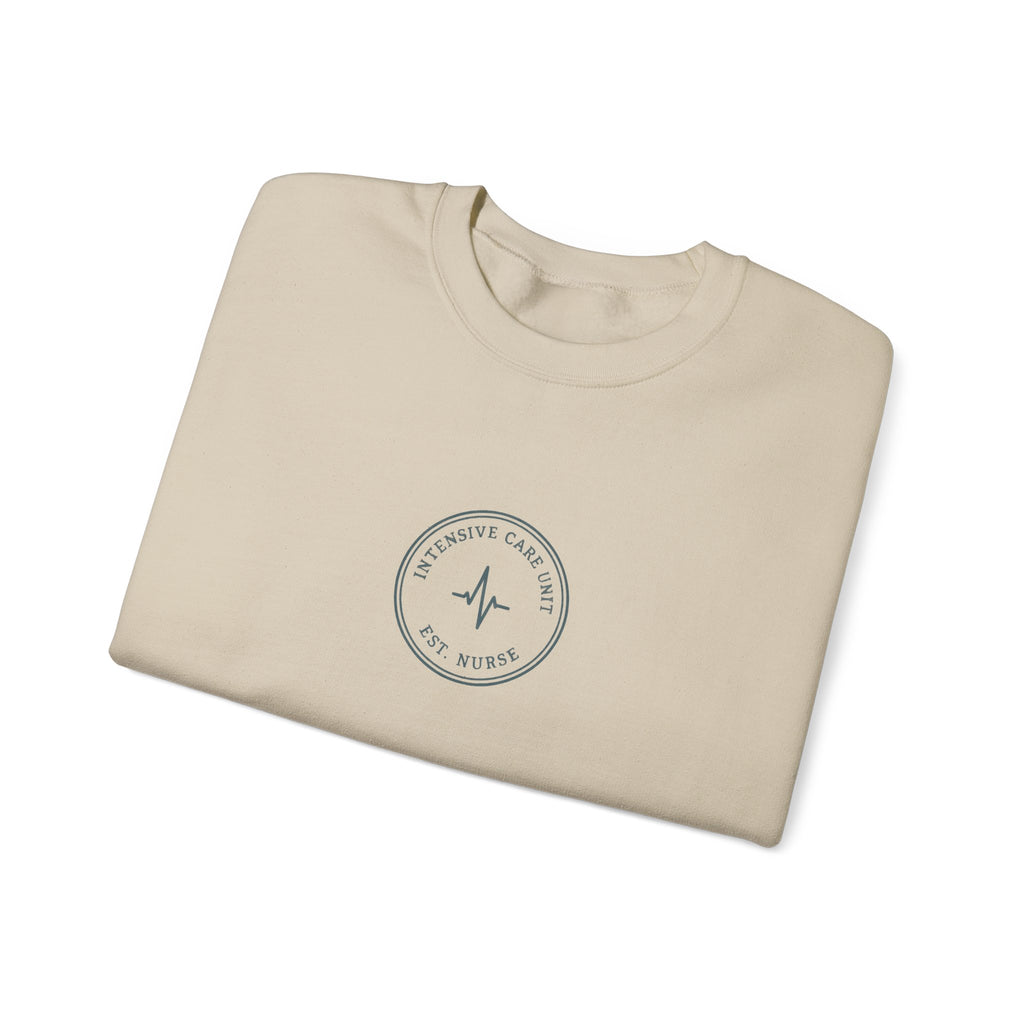 ICU Nurse Minimal Vintage Badge Intensive Care Unit Crewneck Sweatshirt