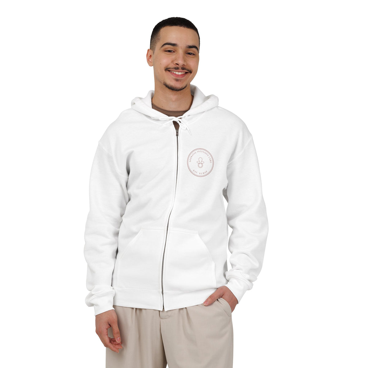 NICU Nurse Minimal Vintage Badge Neonatal Intensive Care Full-Zip Hoodie