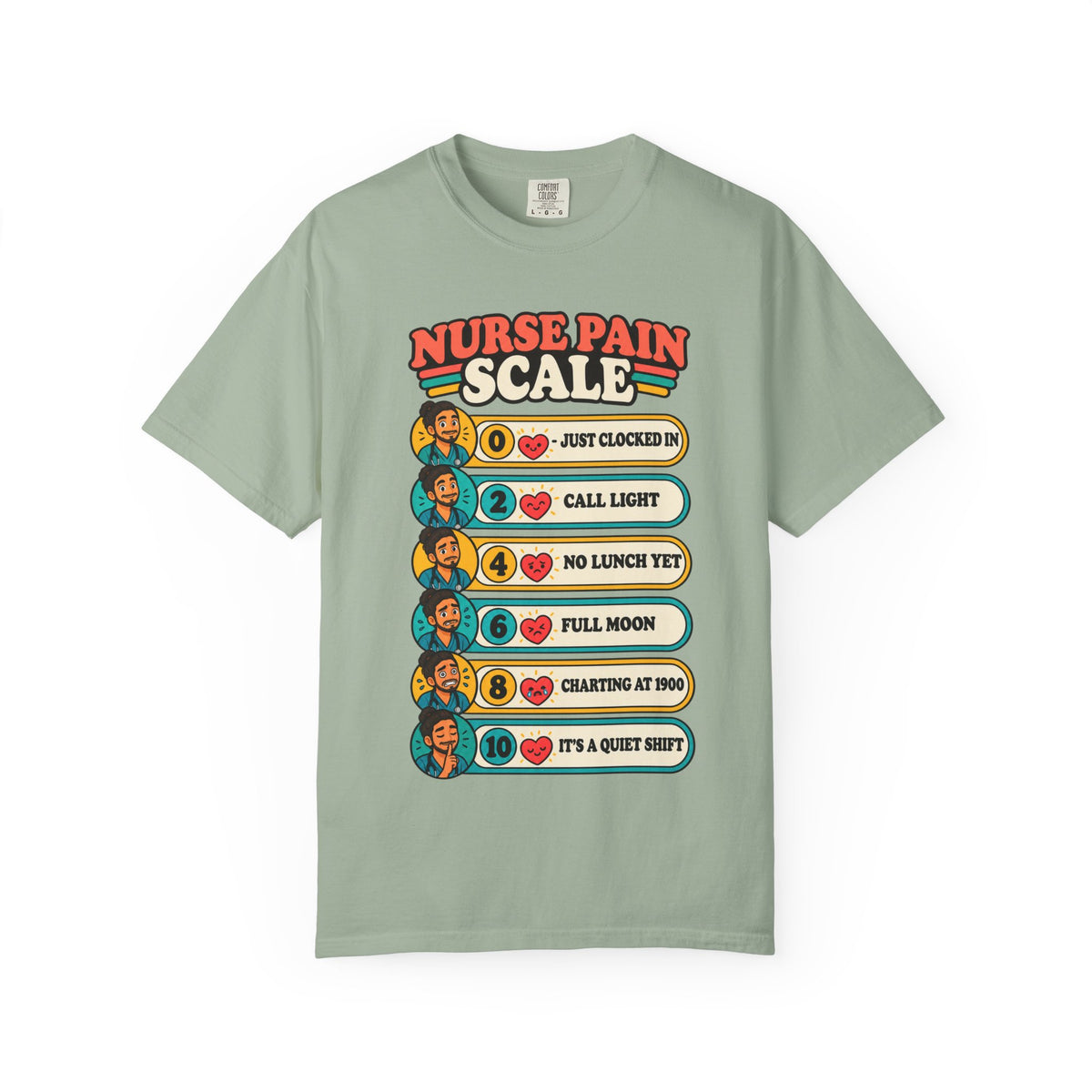 Nurse Pain Scale Funny Male Nurse Comfort Colors T-Shirt