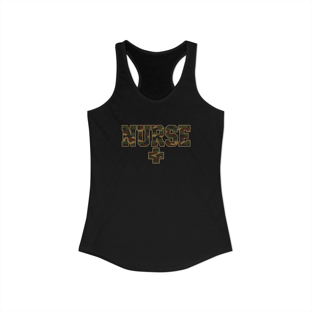 Nurse Woodland Camo Women's Racerback Tank Top