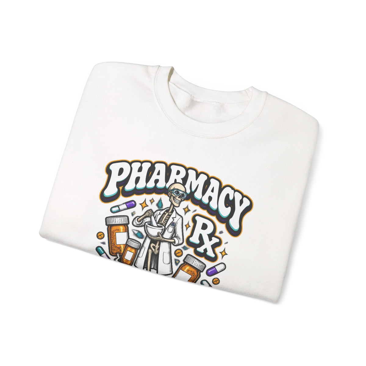 Pharmacy Skeleton Crew Skinny Skeleton Pharmacist Crewneck Sweatshirt