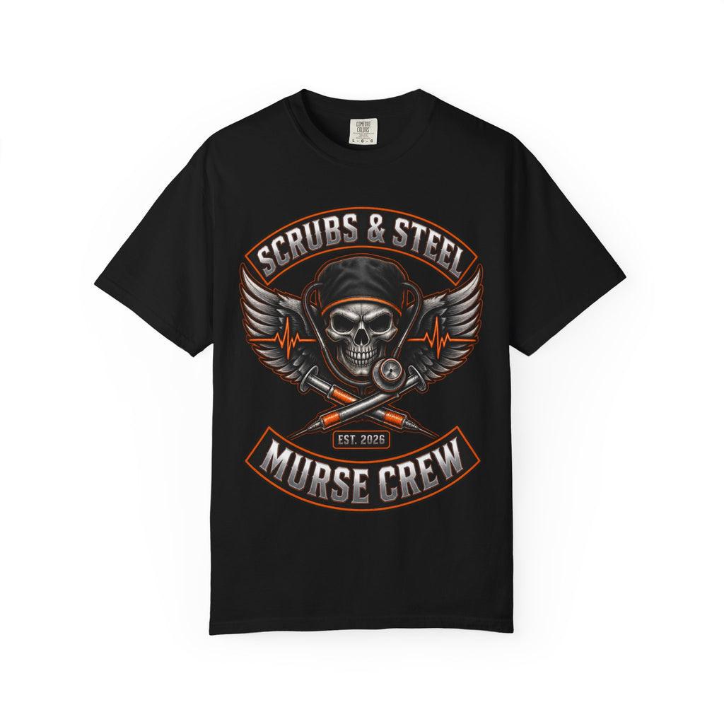 Scrubs and Steel Murse Crew Skeleton Nurse Comfort Colors T-Shirt