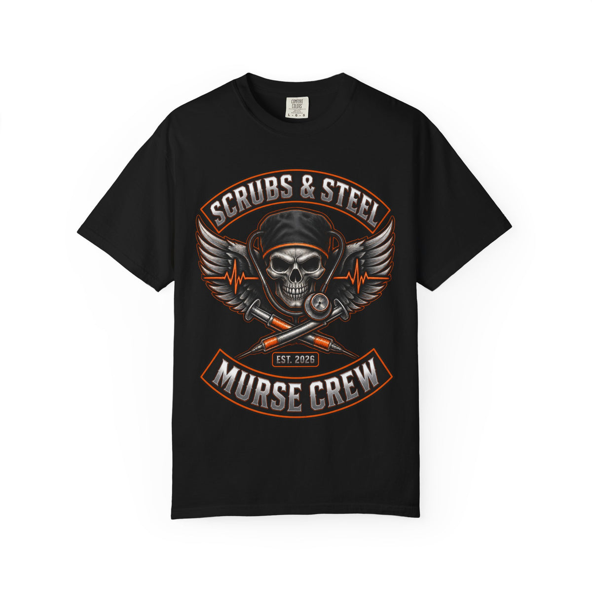 Scrubs and Steel Murse Crew Skeleton Nurse Comfort Colors T-Shirt