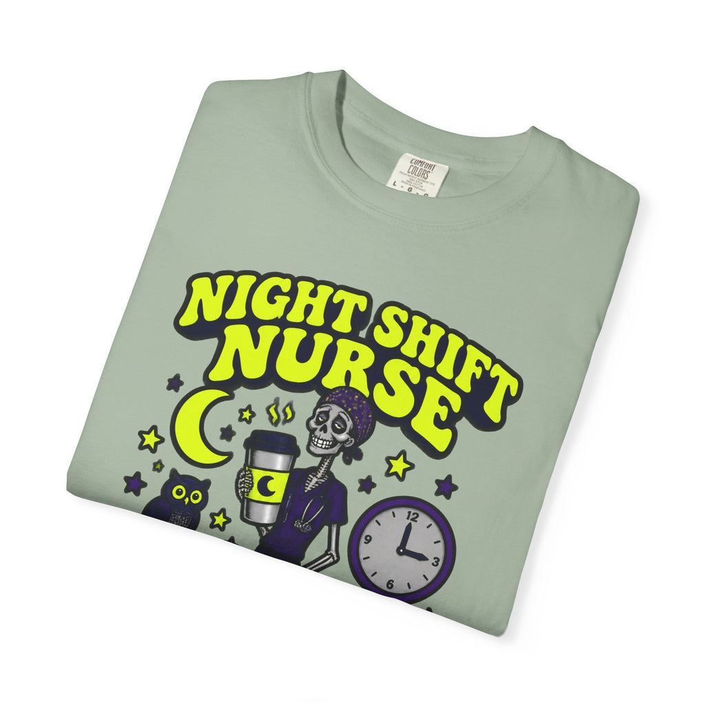 Night Shift Nurse Alive Till 0700 Skinny Skeleton Comfort Colors T-Shirt