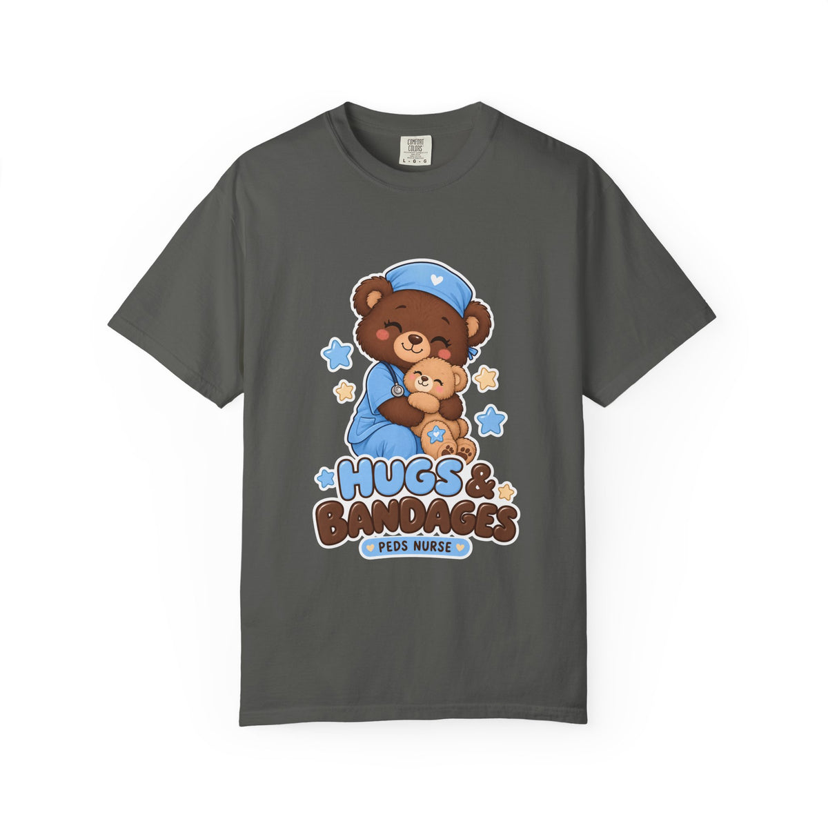 Hugs and Bandages Teddy Bear Peds Nurse Blue Comfort Colors T-Shirt
