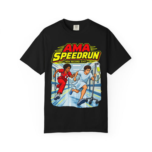 AMA Speedrun ER Nurse Funny Emergency Department Tee