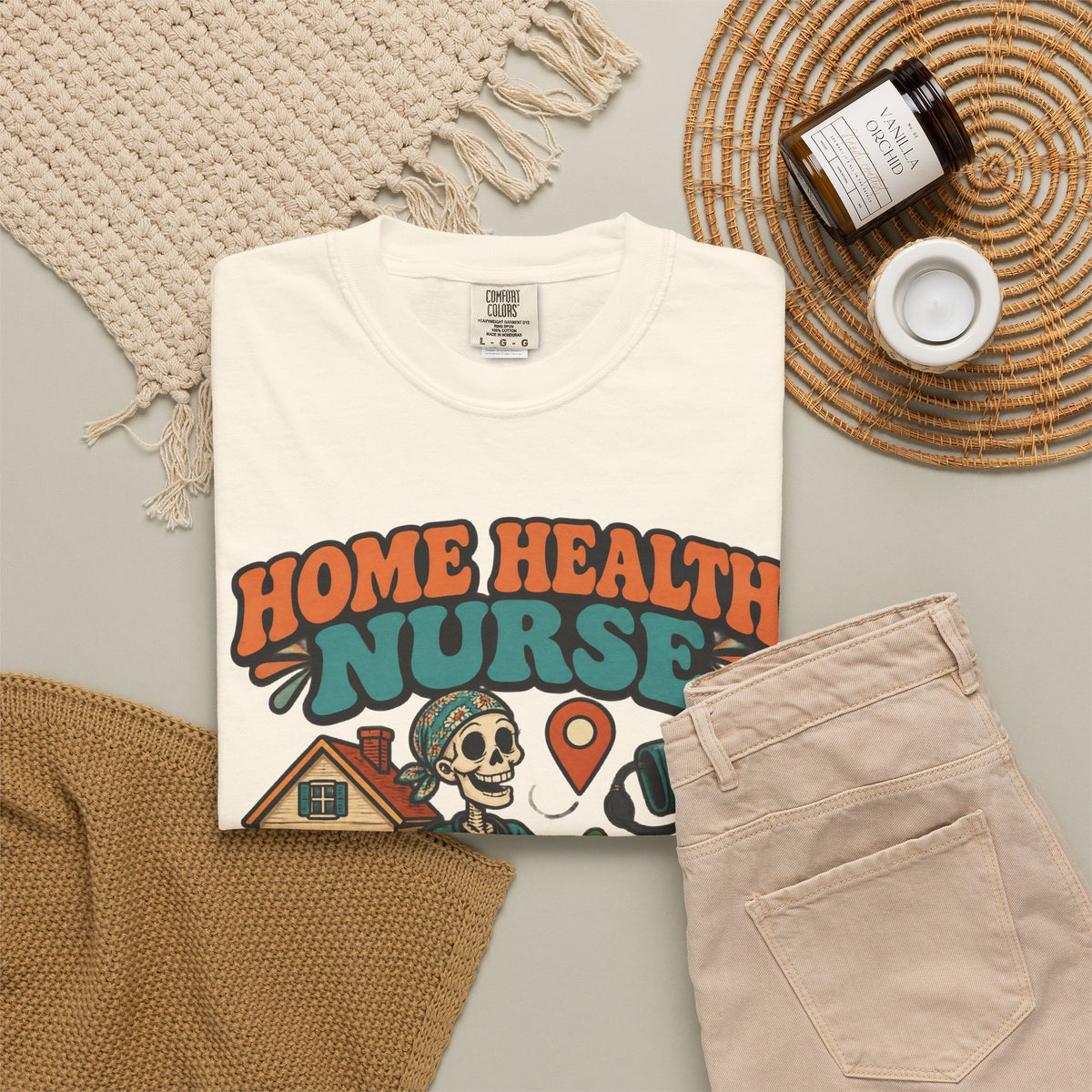 Home Health Nurse Have Bag Will Travel Skinny Skeleton Comfort Colors T-Shirt