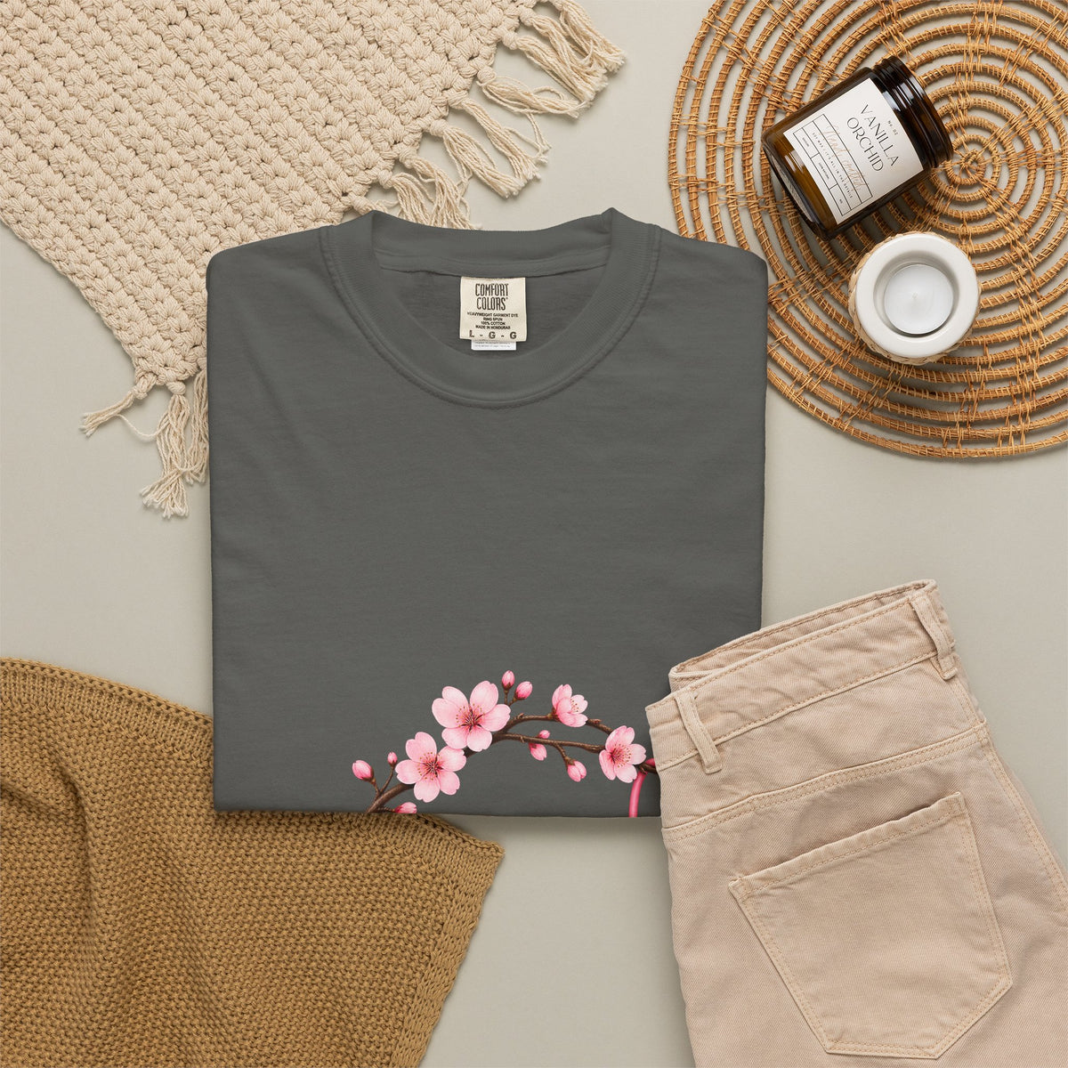Nurse Cherry Blossom Stethoscope Floral Comfort Colors T-Shirt
