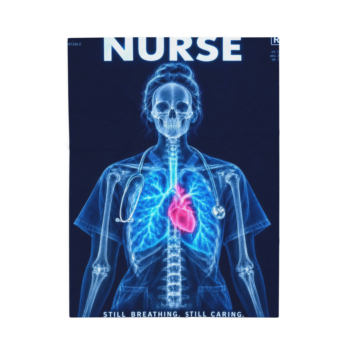 Nurse X-Ray Still Breathing Still Caring Velveteen Plush Blanket