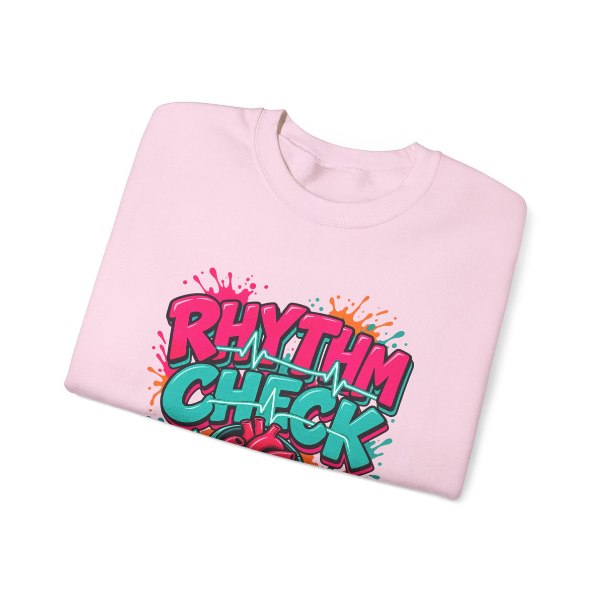 Rhythm Check I Speak Fluent EKG Tele Nurse Crewneck Sweatshirt