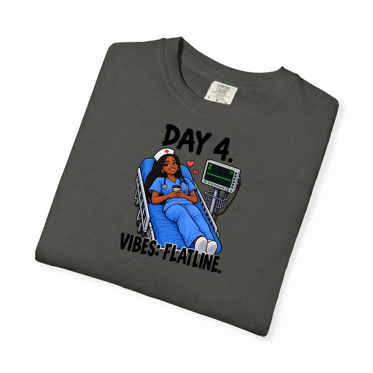 Day 4 Vibes Flatline Nurse Tee (Box Braids)