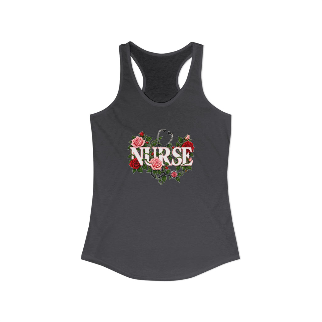 Nurse Roses and Stethoscope Floral Women's Racerback Tank Top