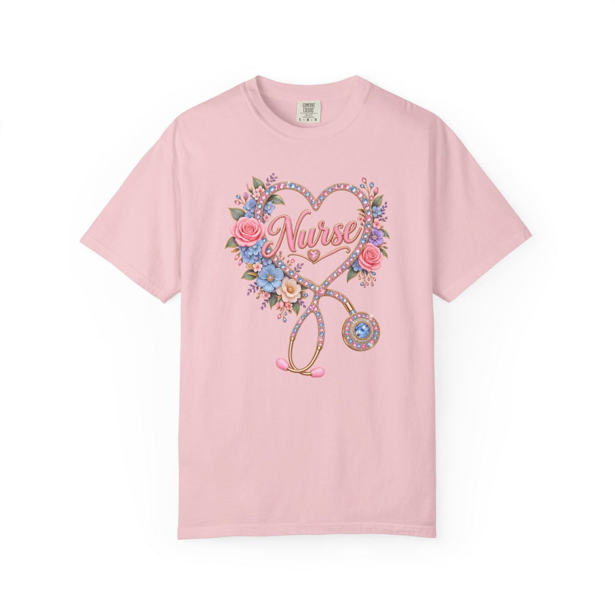 Rhinestone Stethoscope Heart Nurse Tee