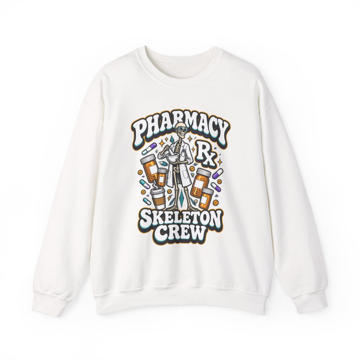 Pharmacy Skeleton Crew Skinny Skeleton Pharmacist Crewneck Sweatshirt