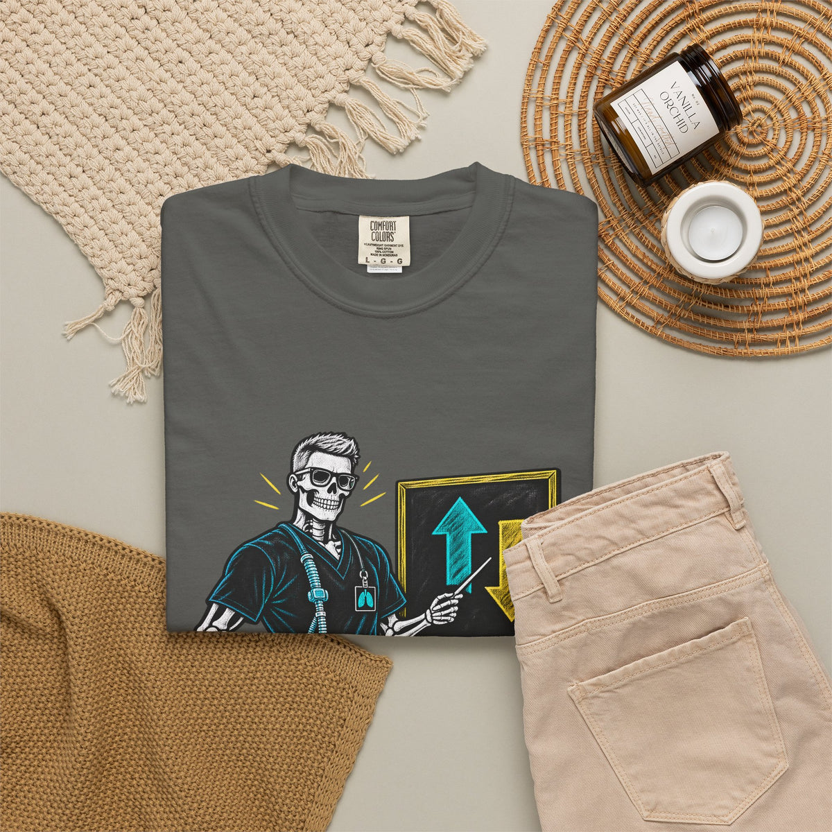 ROME Respiratory Opposite Metabolic Equal Male Skeleton RT Comfort Colors T-Shirt