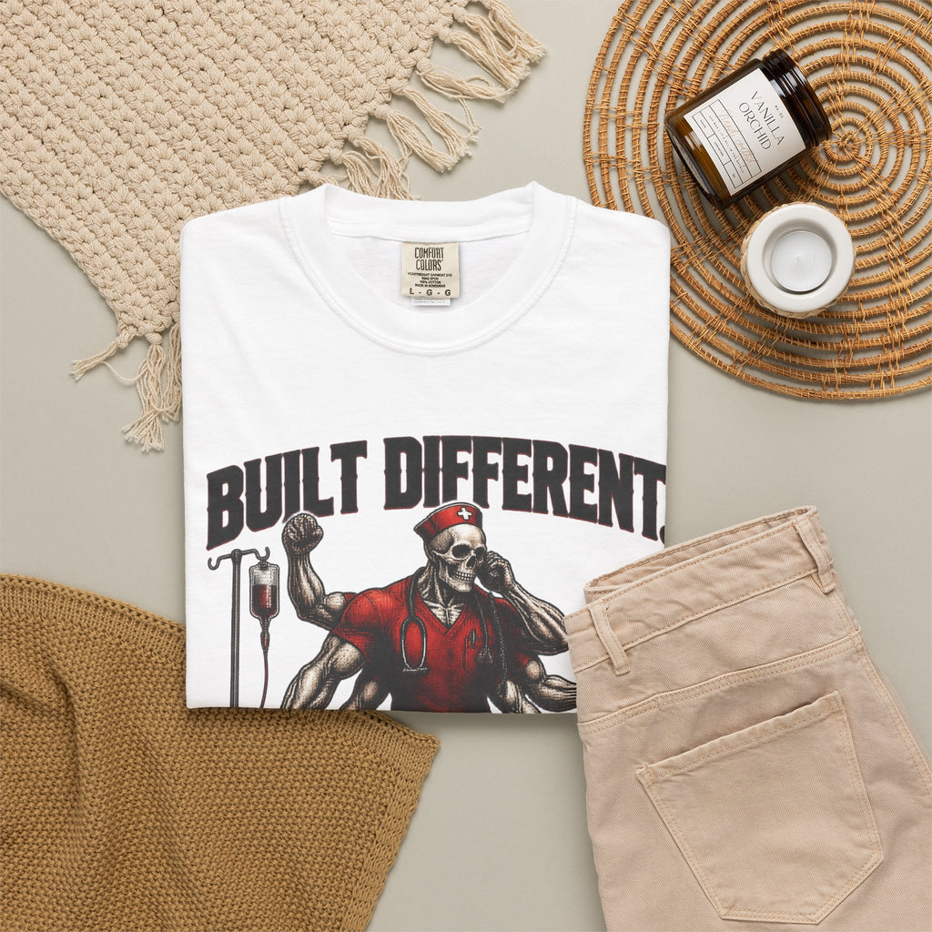 Built Different Staffed Short Skeleton Nurse Comfort Colors T-Shirt