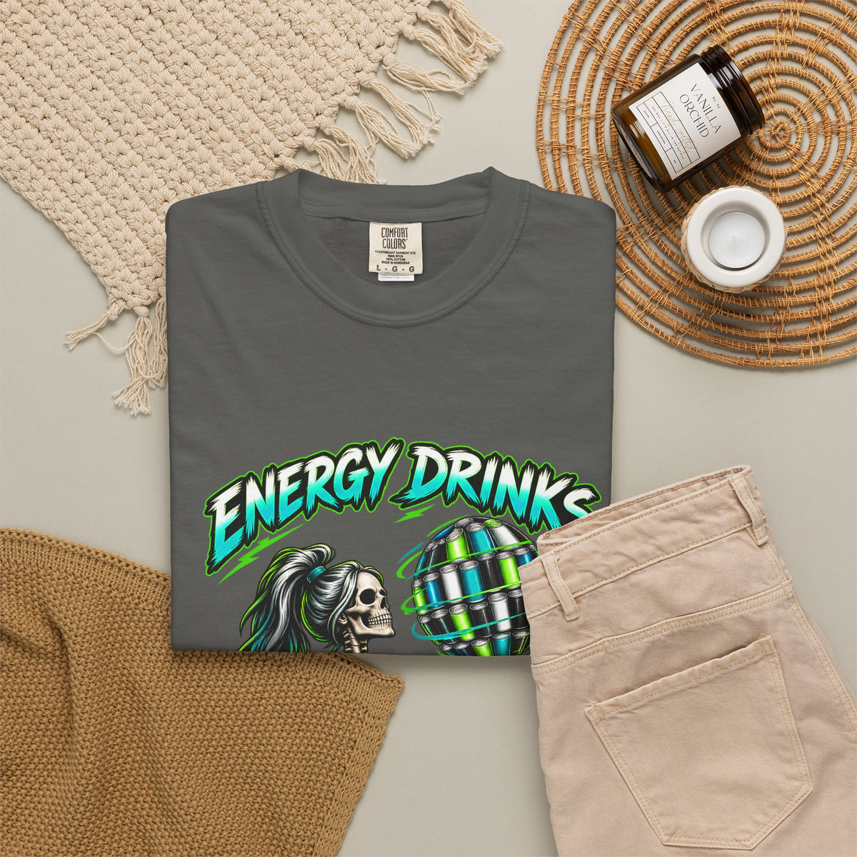 Energy Drinks Make the World Go Round Skeleton Nurse Comfort Colors T-Shirt